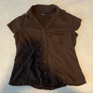 BROWN BABY DOLL STYLE BUTTON DOWN